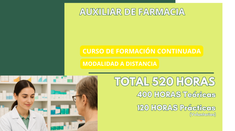 17.AUXILIAR DE FARMACIA. CURSOS DE FORMACIÓN CONTINUADA (MODALIDAD A DISTANCIA) 2025